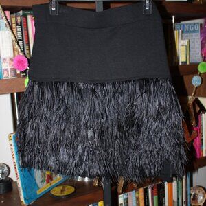Alice & Olivia Black Ostrich Skirt L Vintage
